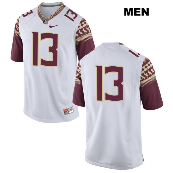 Men's NCAA Nike Florida State Seminoles #13 Caleb Ward College No Name White Stitched Authentic Football Jersey RRT2569PX